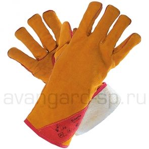Краги спилковые пятипалые утепленные желтый иск. мех цена